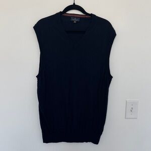Brooks Brothers Navy Sweater Vest, 100% Extra Fine Merino Wool - Size XL